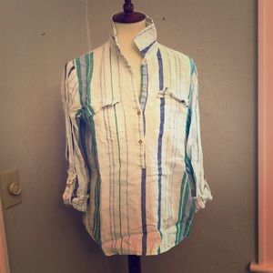 Ellen Tracy Linen Popover Blouse